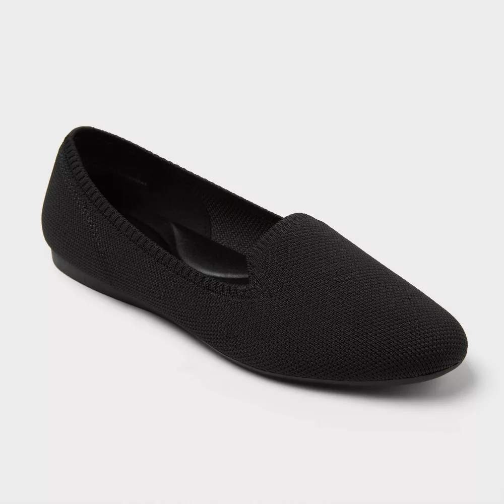 A New Day Etta Knit Washable Loafers Womens Size 9 Black Pointed Toe Flats